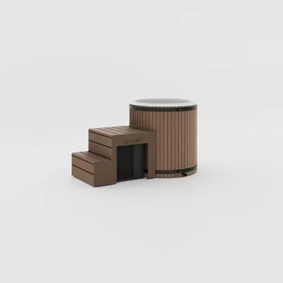 Aiste Eisbadewanne Classic in Teak mit warmer Holzoptik und integriertem Einstieg