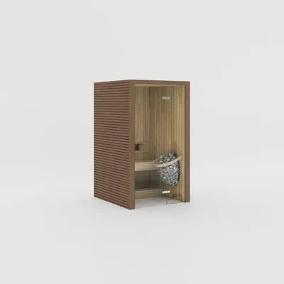 Eira Micro Innensauna in Teak mit warmer Holzoptik, Glastür und kompakter Kabine für 2 Personen