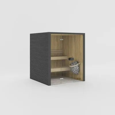 Eira Mini Innensauna in dunkler Ebony Holzoptik für moderne Wohnräume