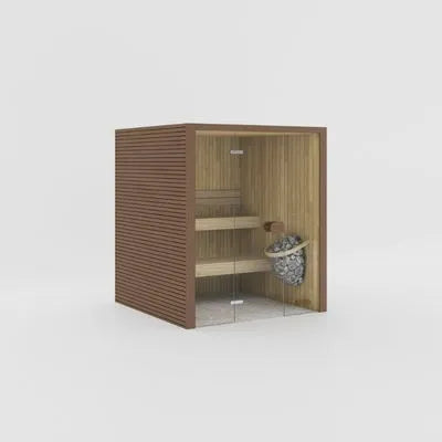 Eira Mini Innensauna in Teak Holzoptik mit kompakter Bauweise