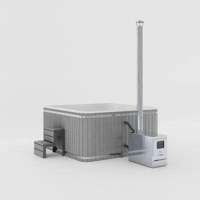 Grauer Outdoor Whirlpool Lukas Ex mit externer Heizung für moderne Spa Bereiche