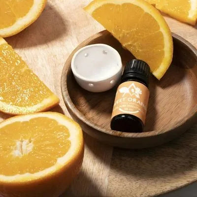 Saunum Sauna Aromaöl Set mit süßem Orangenöl, Schale und Orangenscheiben