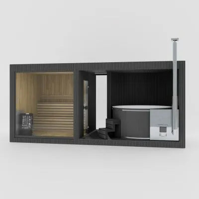 Tauras Grand Saunahaus mit Whirlpool als Render in Ebony